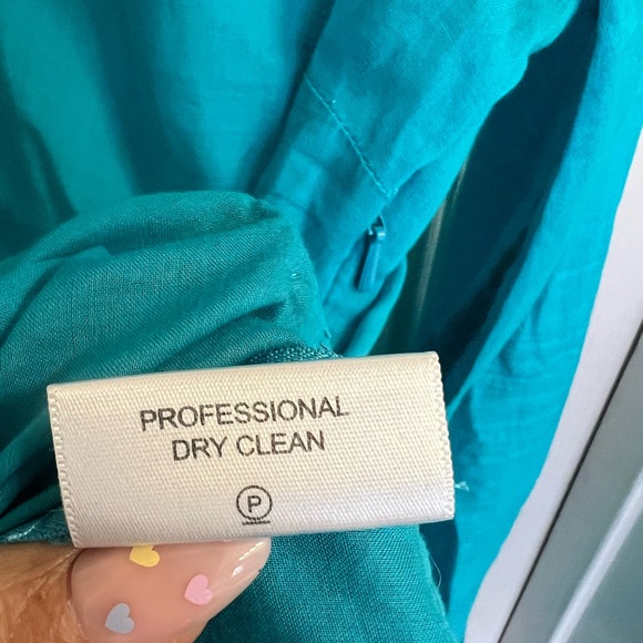 Tory Burch Teal with Navy Trim V-Neck Long Sleeve Tunic Top Size 6 - Picture 5 of 6